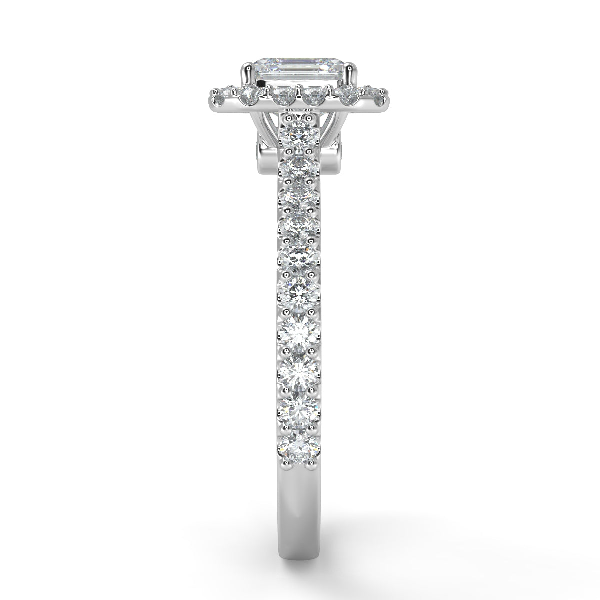 Marie シークレットストーンヘイローリング クッションカットダイヤモンドリング ダイヤモンド/ラボグロウンダイヤモンド 縦真横からの画像