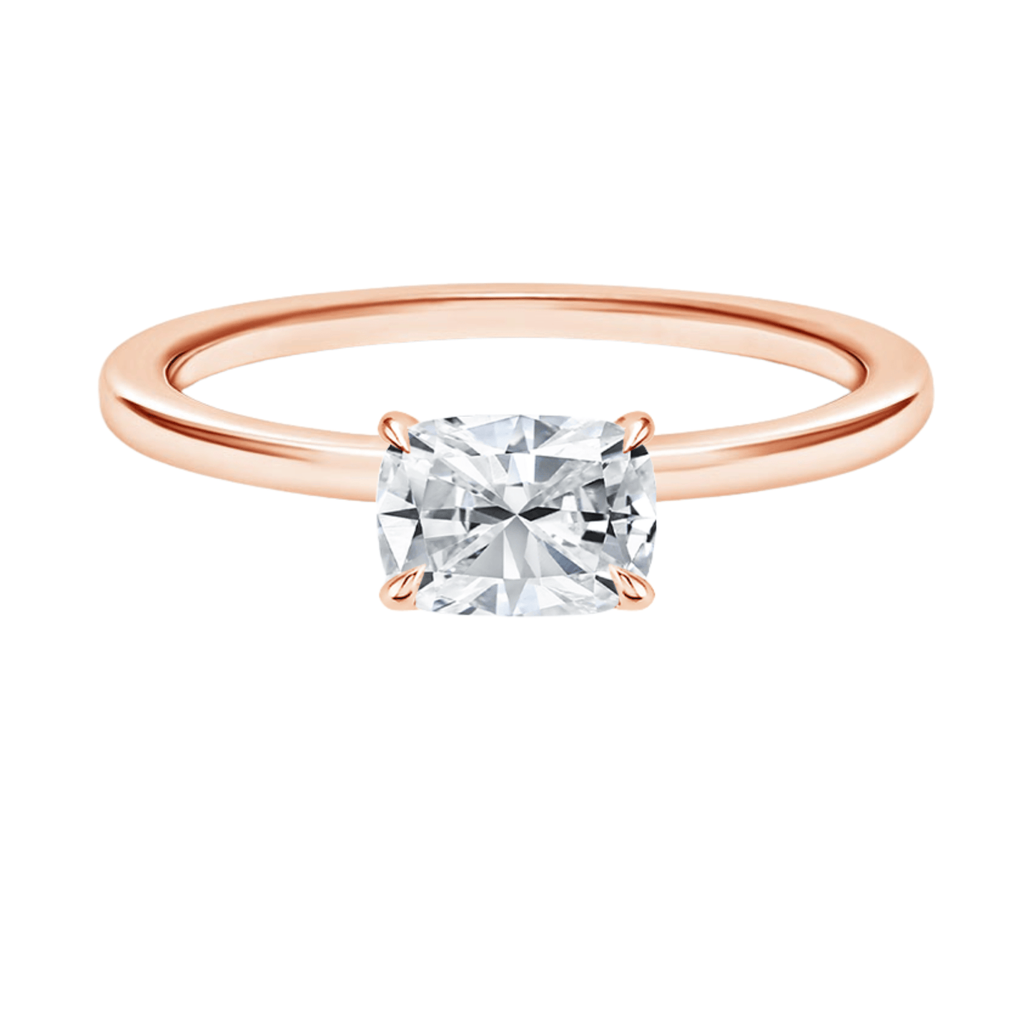 SamanthaクッションカットEASTWESTセッティングリング | ラボグロウンダイヤモンド/ダイヤモンド 婚約指輪 ピンクゴールド