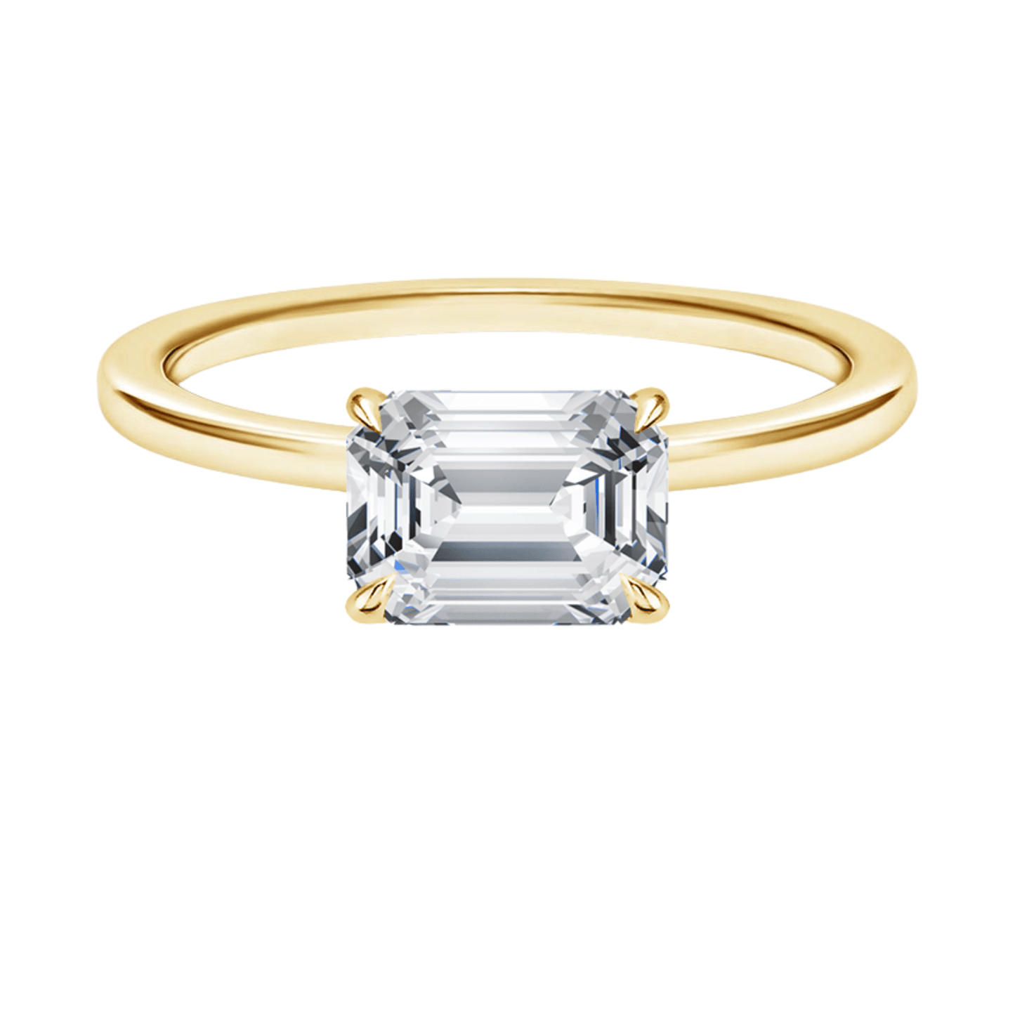 SamanthaエメラルドカットEASTWESTセッティングリング | ラボグロウンダイヤモンド/ダイヤモンド 婚約指輪 イエローゴールド
