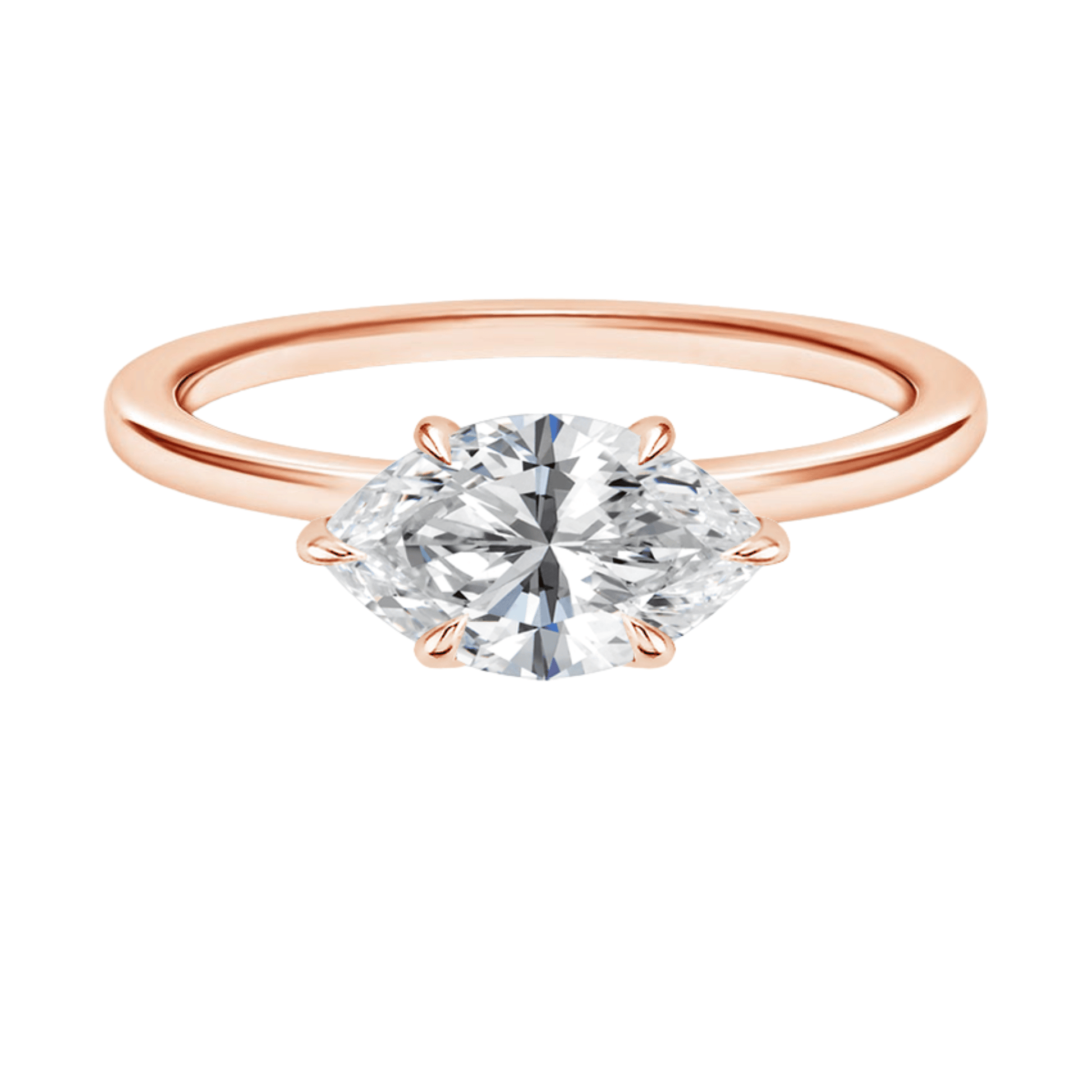 SamanthaマーキスカットEASTWESTセッティングリング | ラボグロウンダイヤモンド/ダイヤモンド 婚約指輪 ピンクゴールド