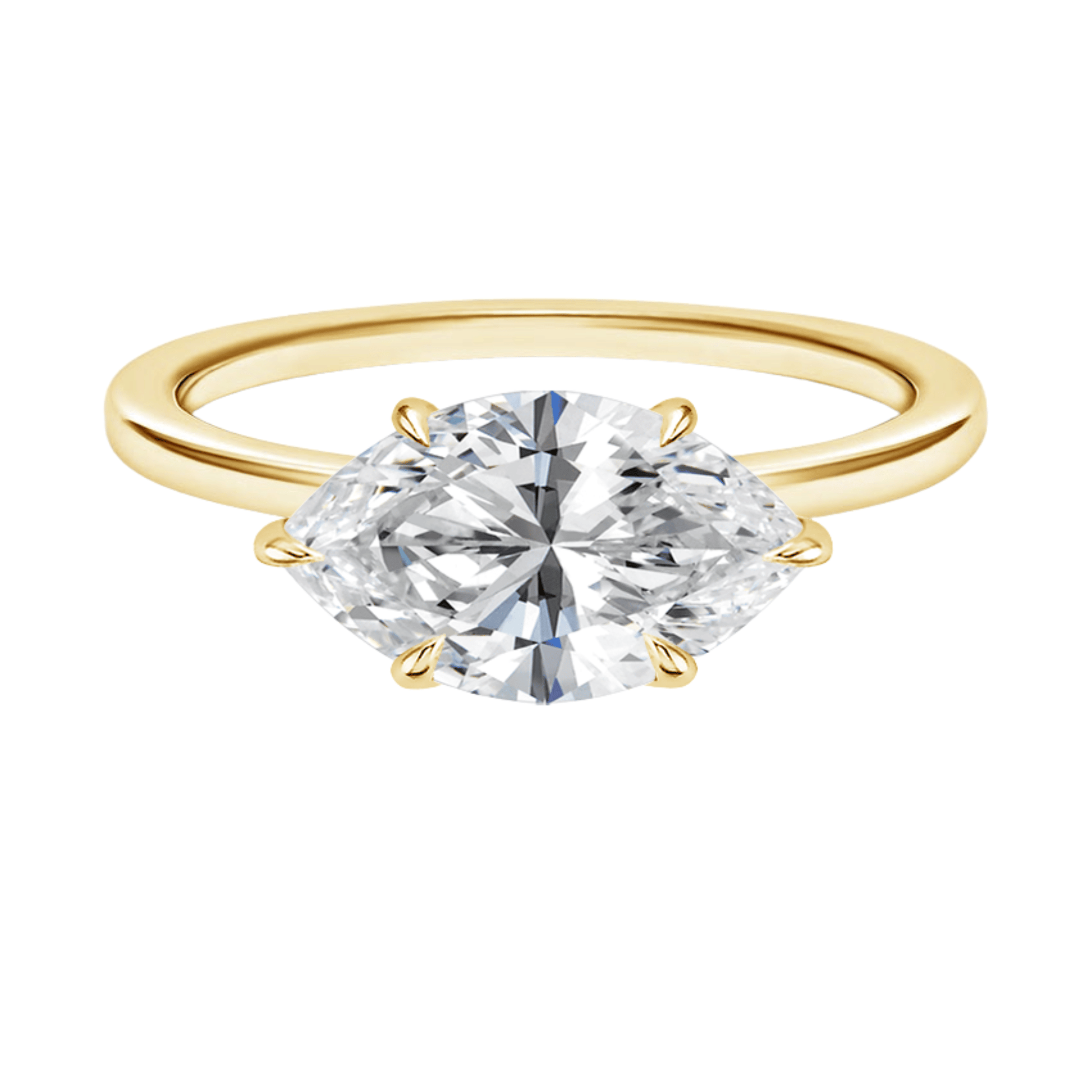 SamanthaマーキスカットEASTWESTセッティングリング | ラボグロウンダイヤモンド/ダイヤモンド 婚約指輪 イエローゴールド