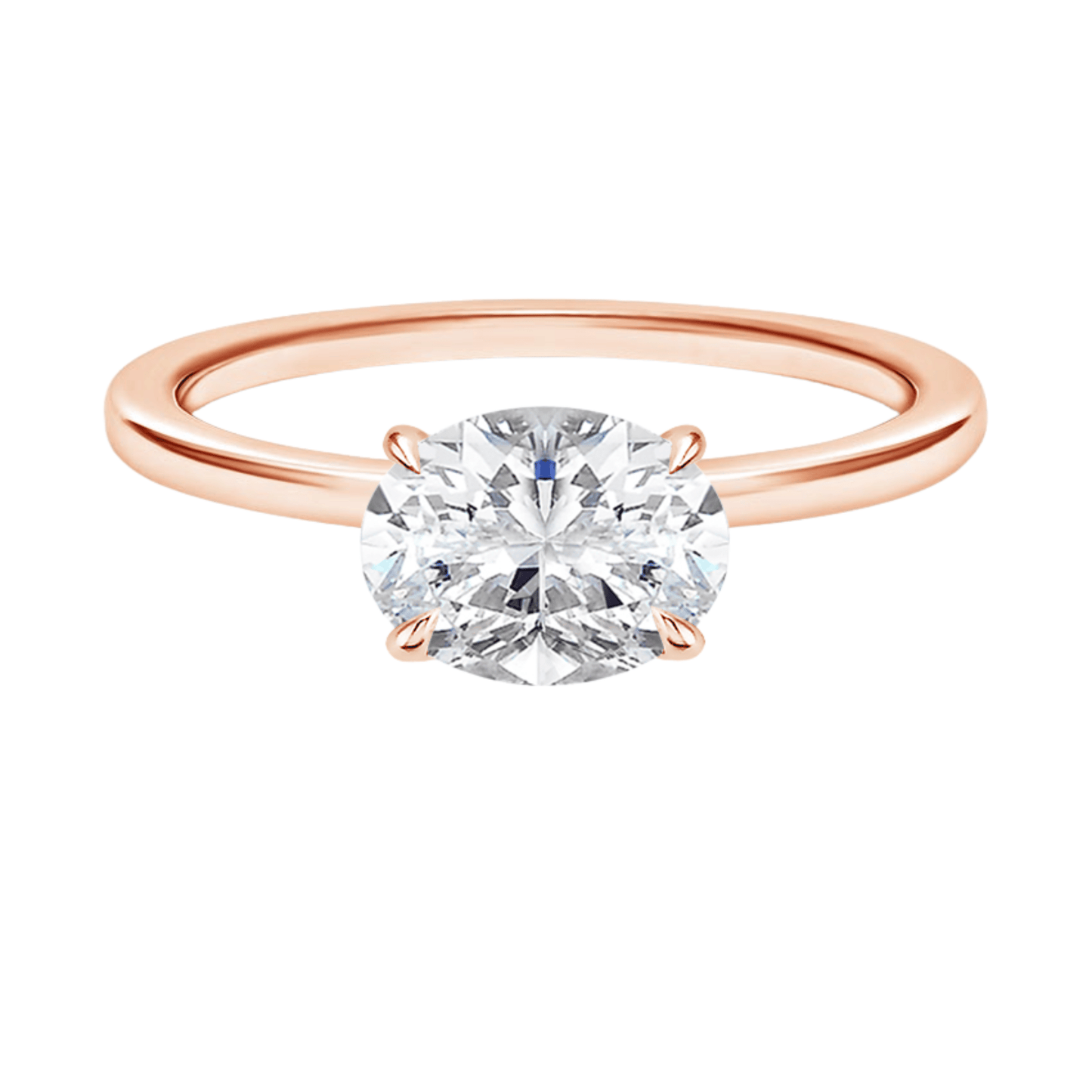 SamanthaオーバルカットEASTWESTセッティングリング | ラボグロウンダイヤモンド/ダイヤモンド 婚約指輪 ピンクゴールド