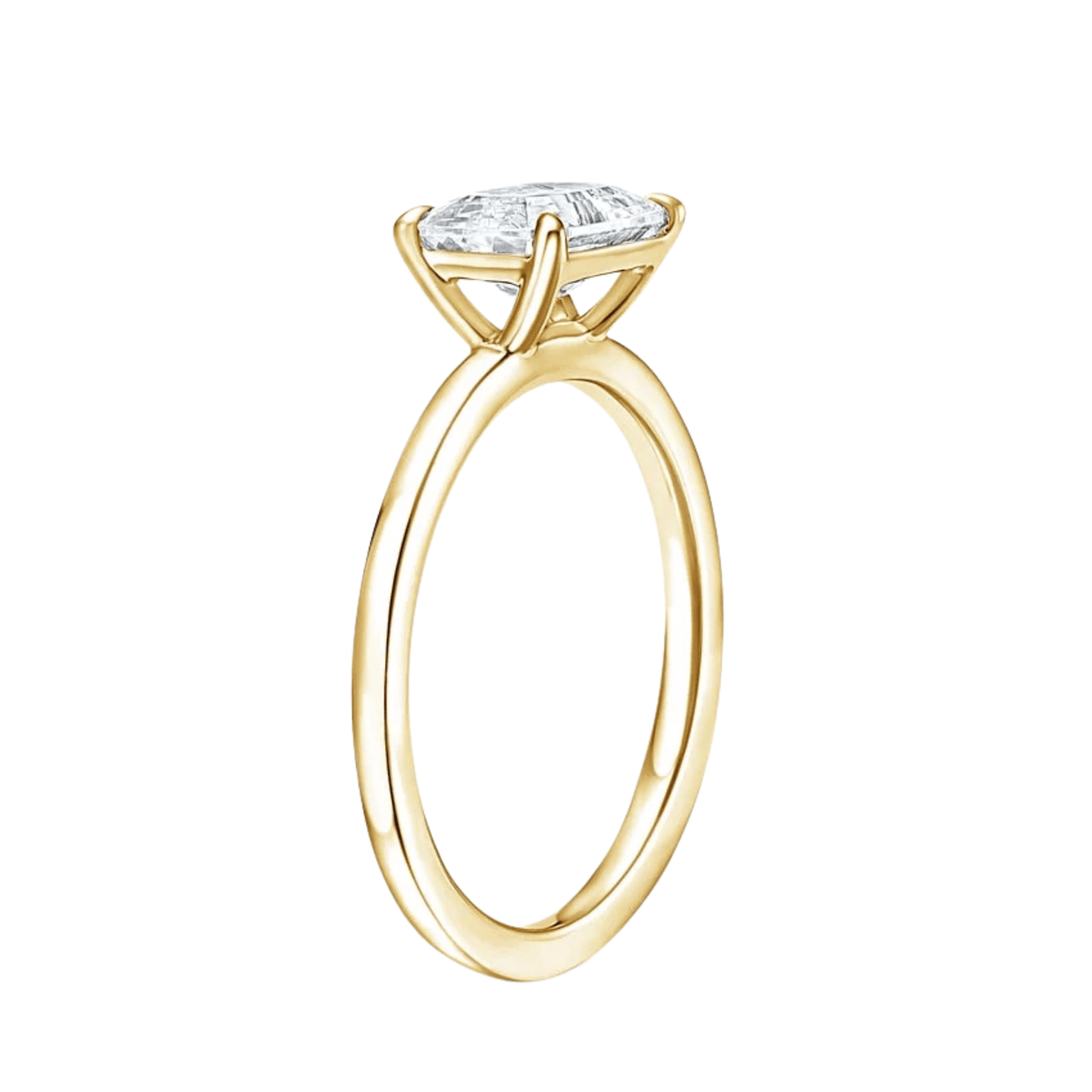 SamanthaオーバルカットEASTWESTセッティングリング | ラボグロウンダイヤモンド/ダイヤモンド 婚約指輪 イエローゴールド 縦斜めからの画像