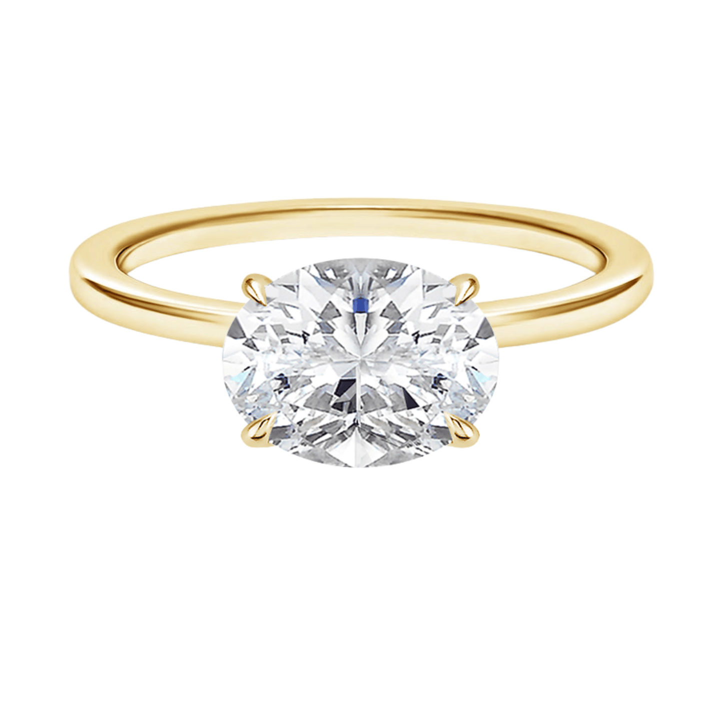 SamanthaオーバルカットEASTWESTセッティングリング | ラボグロウンダイヤモンド/ダイヤモンド 婚約指輪 イエローゴールド