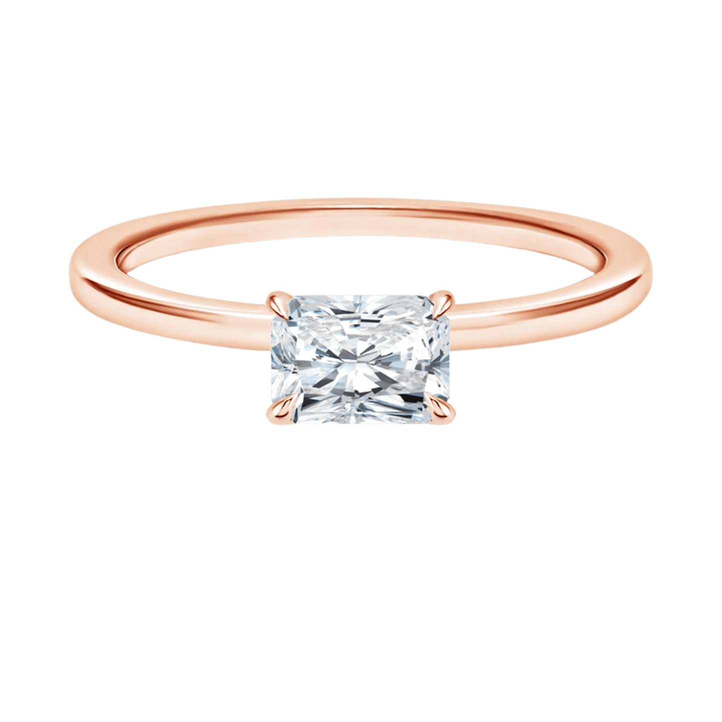 SamanthaラディアントカットEASTWESTセッティングリング | ラボグロウンダイヤモンド/ダイヤモンド 婚約指輪 ピンクゴールド