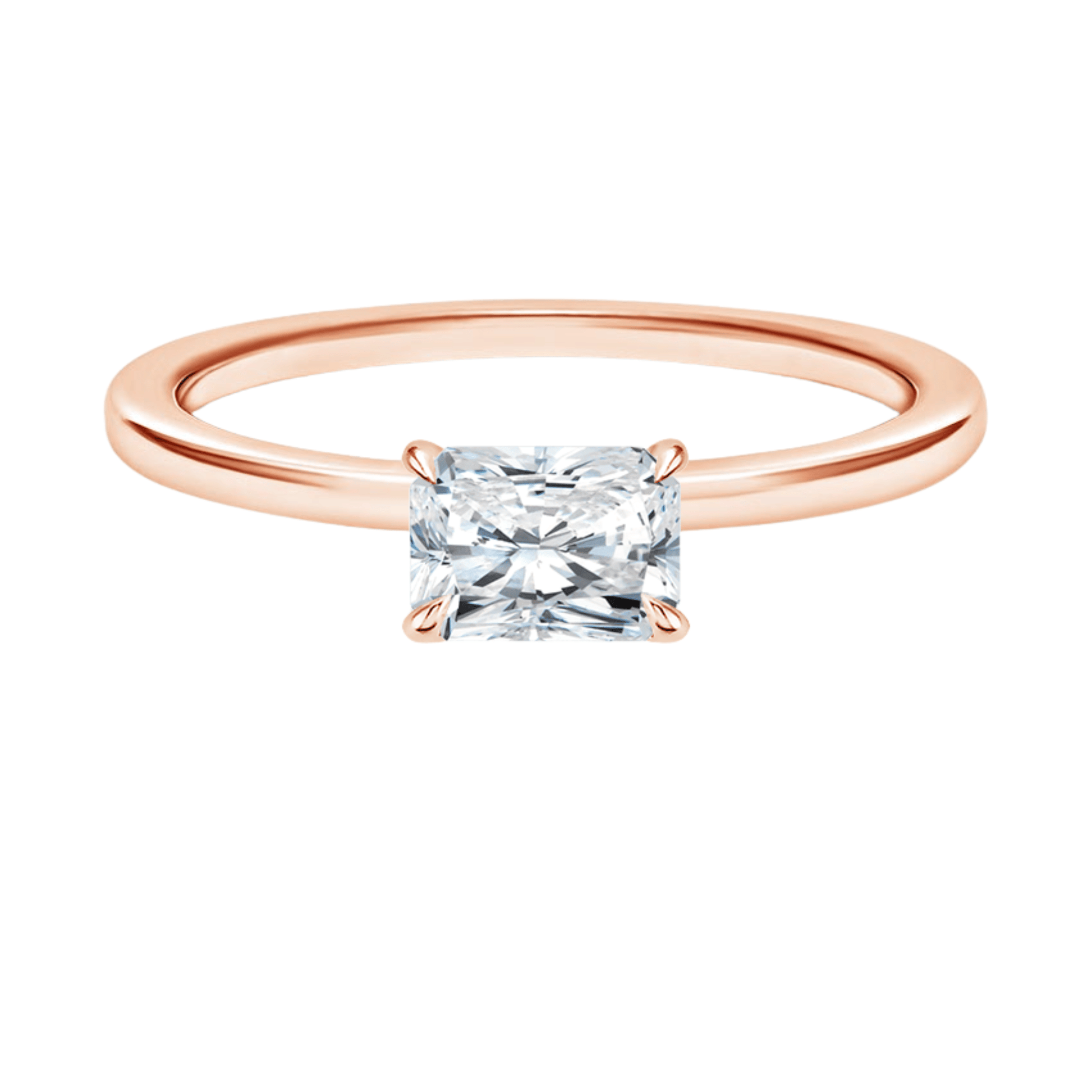 SamanthaラディアントカットEASTWESTセッティングリング | ラボグロウンダイヤモンド/ダイヤモンド 婚約指輪 ピンクゴールド