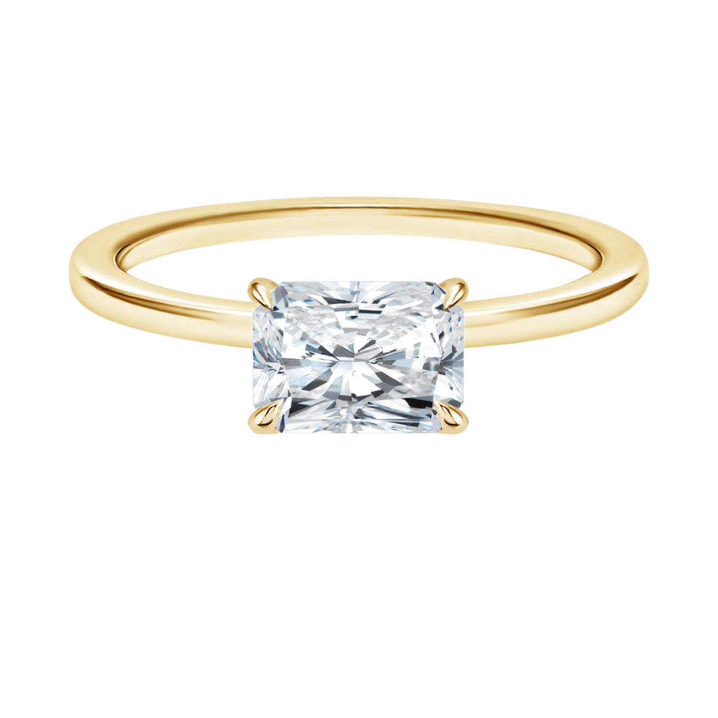 SamanthaラディアントカットEASTWESTセッティングリング | ラボグロウンダイヤモンド/ダイヤモンド 婚約指輪 イエローゴールド