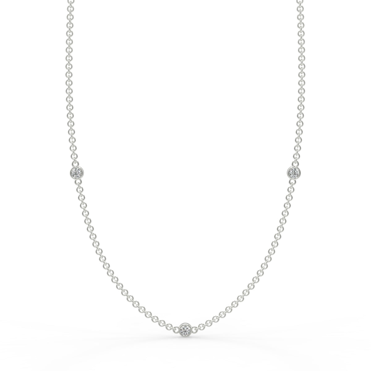 Jennie Triple Bezel Necklace with Round Brilliant Cut Lab Grown Diamonds