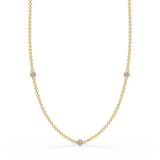 Jennie Triple Bezel Necklace with Round Brilliant Cut Lab Grown Diamonds