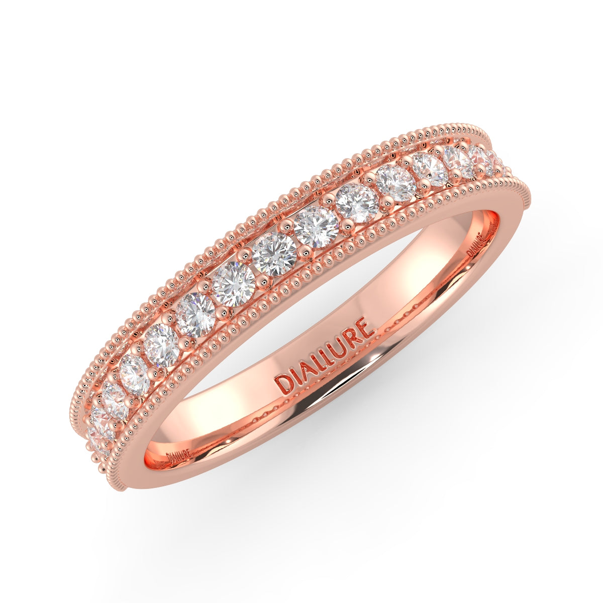 Natalie Milgrain Half Eternity Ring Round Brilliant Cut Diamond 0.24 carat 