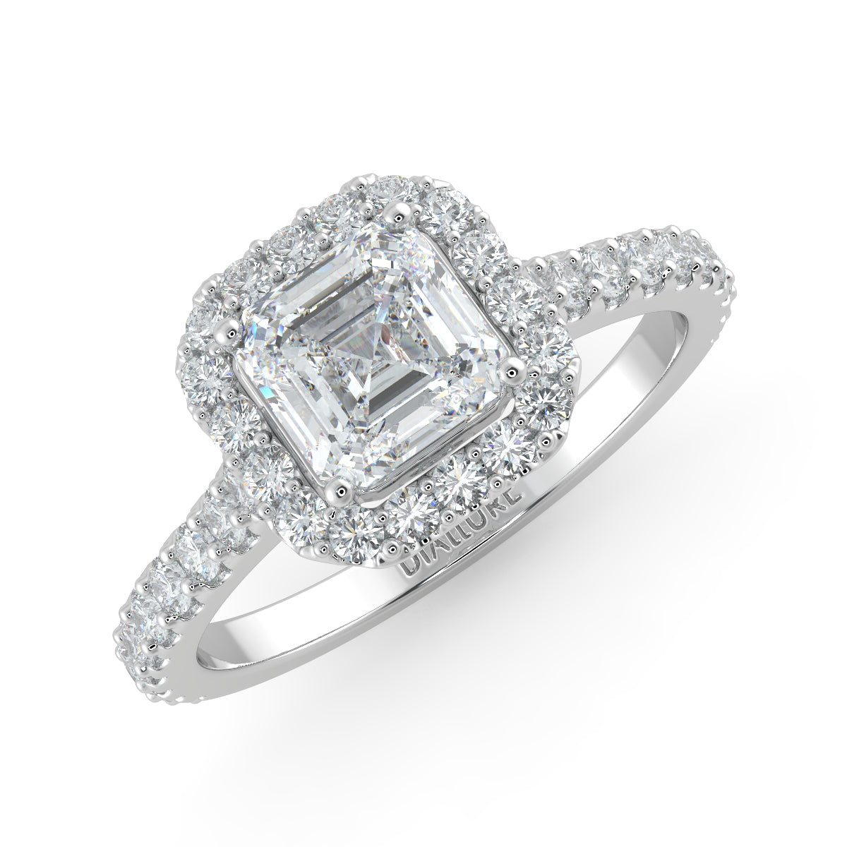 Marie Secret Stone Halo Ring Asscher Cut Diamond 